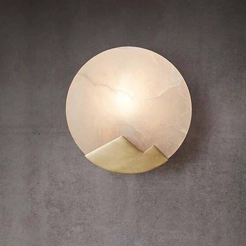 Applique murale design LED avec disque de marbre et métal doré - vue 6 sur 7