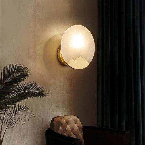 Applique murale design LED avec disque de marbre et métal doré - vue 4 sur 7