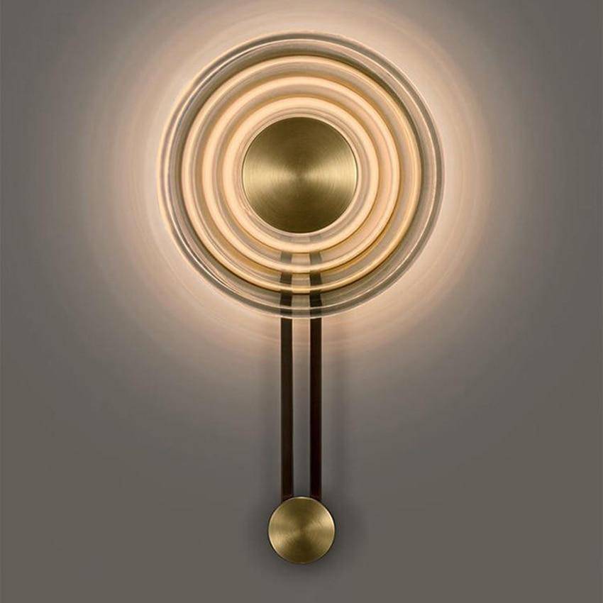Applique murale design à LED dorée avec disque en verre Loft - vue 4 sur 6