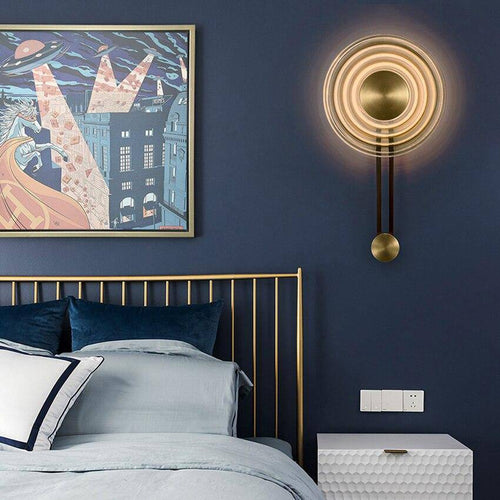 Applique murale design à LED dorée avec disque en verre Loft - vue 4 sur 6