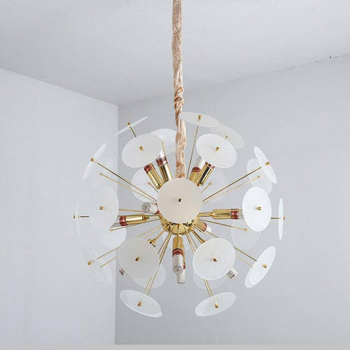 Lustre design doré et plaques rondes plates fumées Luxury - vue 4 sur 8