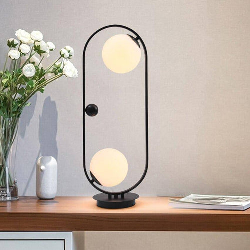Lampe de chevet design à LED avec anneau métal et boules en verre Loft - vue 3 sur 12