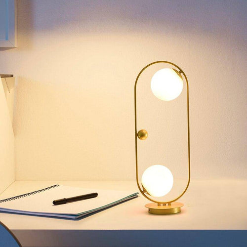 Lampe de chevet design à LED avec anneau métal et boules en verre Loft - vue 6 sur 12