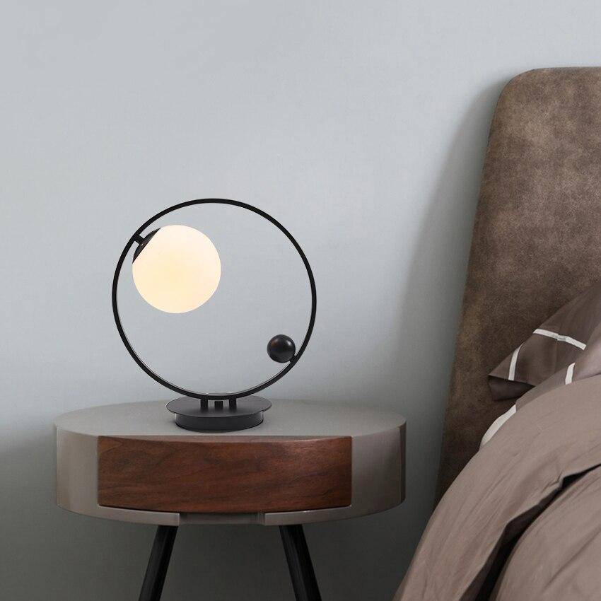 Lampe de chevet design à LED avec anneau métal et boules en verre Loft - vue 4 sur 12