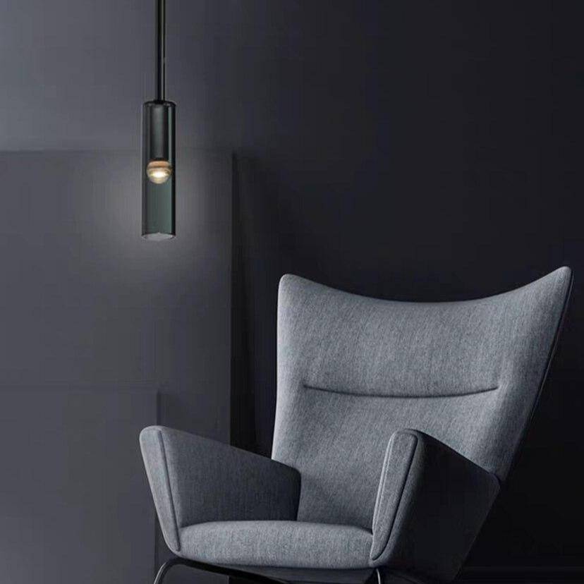 Suspension design à LED cylindrique en verre cristal Fly - vue 2 sur 6