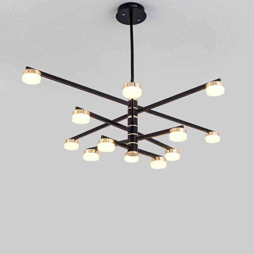 Lustre design avec bras et lampes LED dorées Living - vue 7 sur 10
