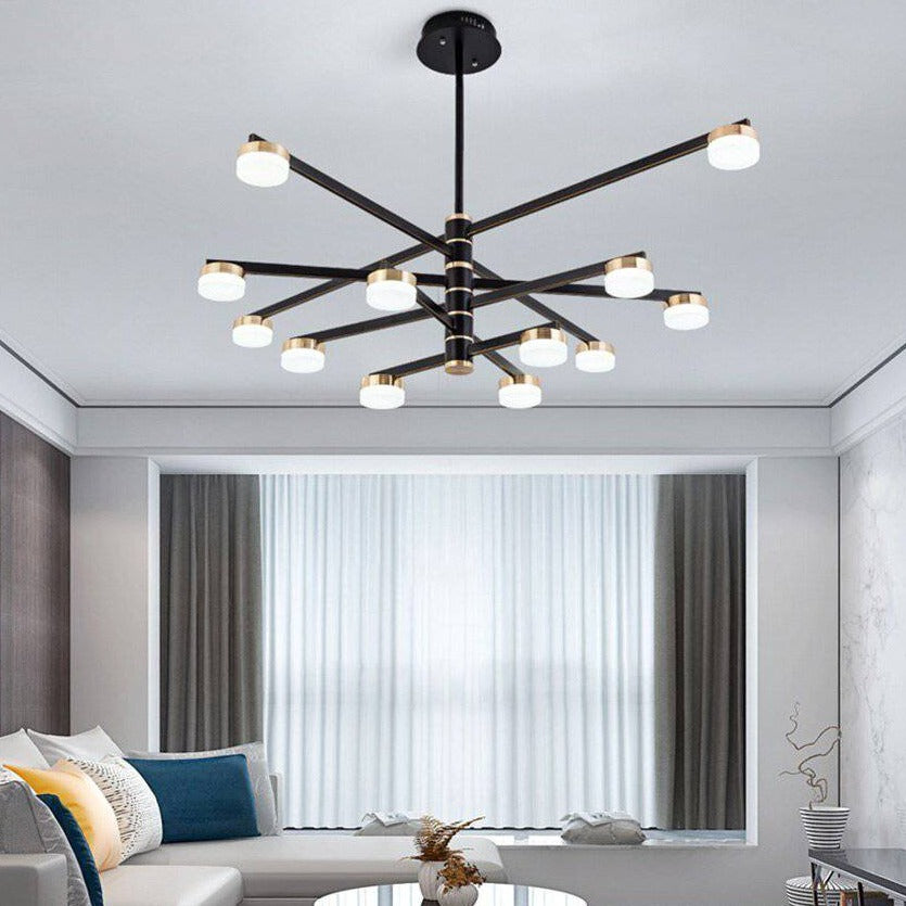 Lustre design avec bras et lampes LED dorées Living - vue 4 sur 10