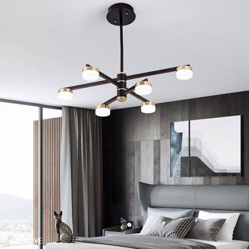 Lustre design avec bras et lampes LED dorées Living - vue 4 sur 10