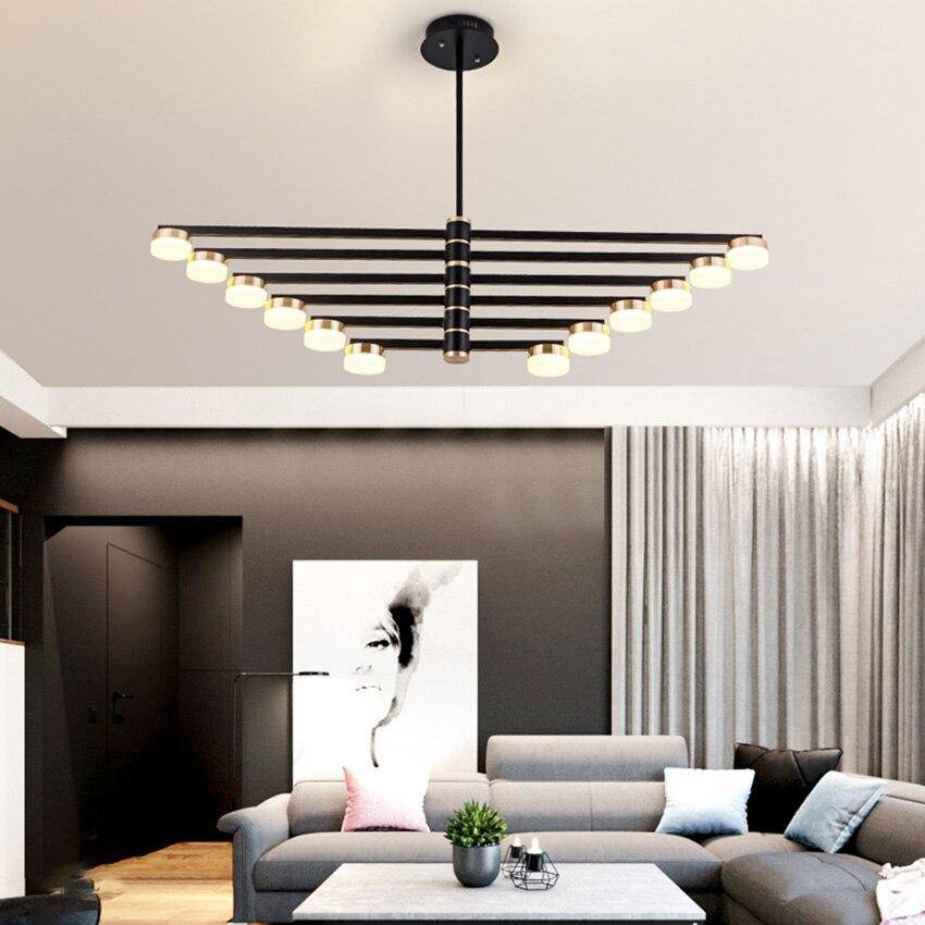 Lustre design avec bras et lampes LED dorées Living - vue 6 sur 10