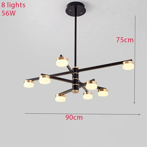 Lustre design avec bras et lampes LED dorées Living - vue 11 sur 10
