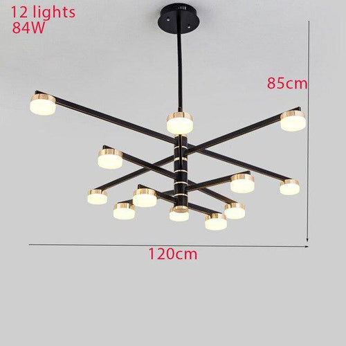 Lustre design avec bras et lampes LED dorées Living - vue 9 sur 10