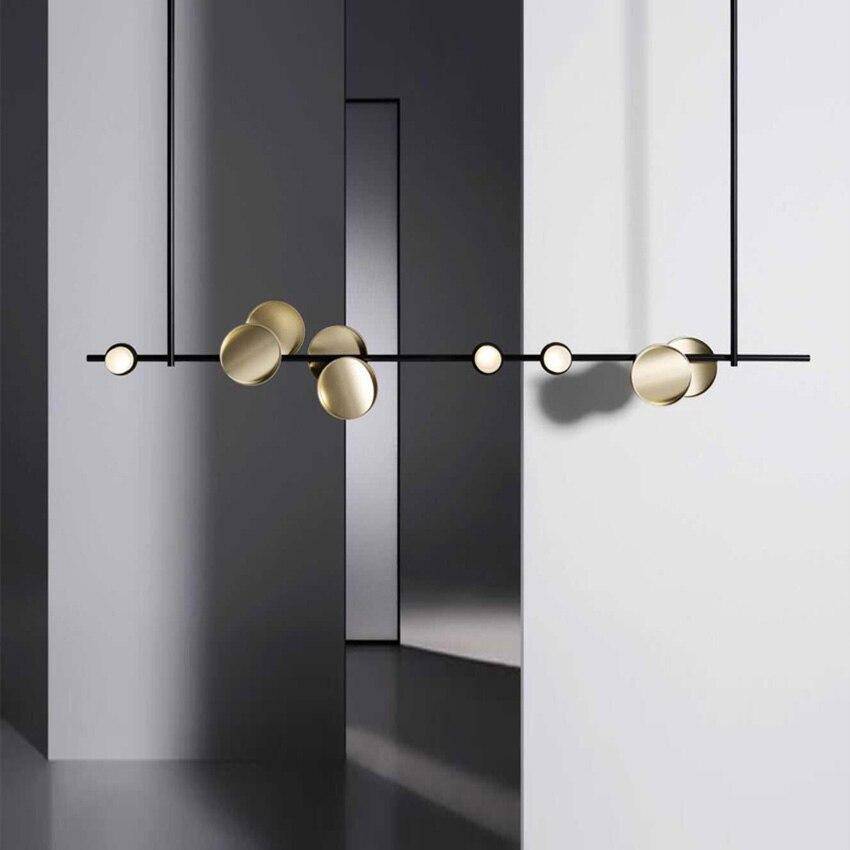 Lustre et suspension design art déco noir et doré avec lampes LED - vue 5 sur 11