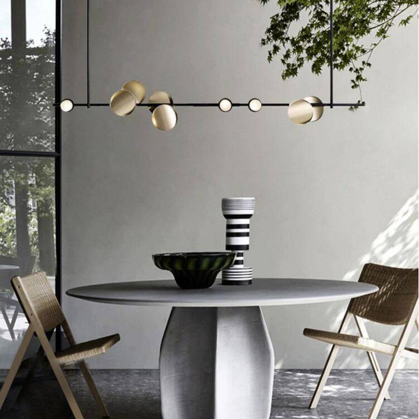 Lustre et suspension design art déco noir et doré avec lampes LED - vue 3 sur 11