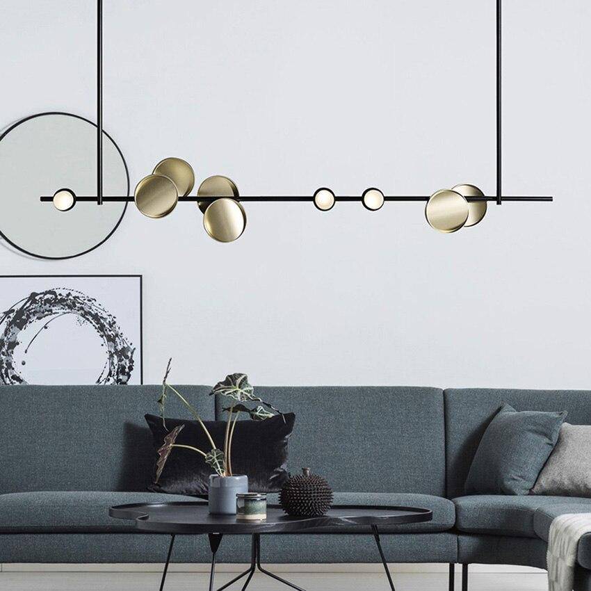 Lustre et suspension design art déco noir et doré avec lampes LED - vue 4 sur 11