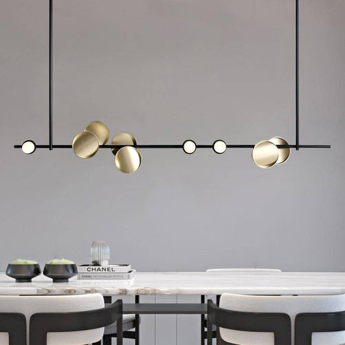 Lustre et suspension design art déco noir et doré avec lampes LED - vue 7 sur 11