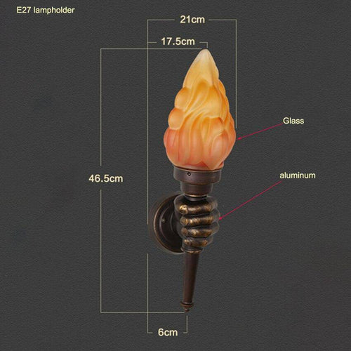 Applique murale rustique flambeau en verre tenu à la main en métal Vintage - vue 4 sur 4