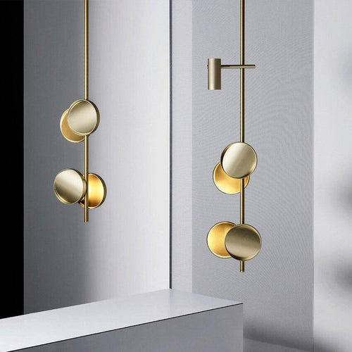 Lustre et suspension design art déco noir et doré avec lampes LED - vue 8 sur 11