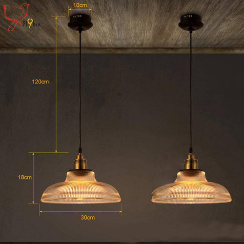 Suspension en verre et support doré style vintage Loft - vue 4 sur 3