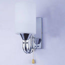 Applique murale chromé et abat-jour cylindrique en verre