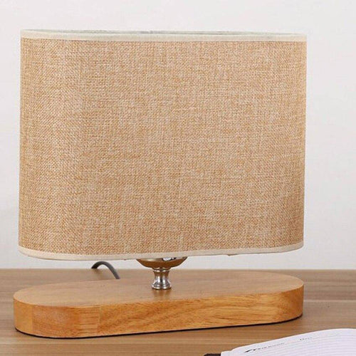 Lampe de chevet en bois et abat-jour en tissu ovale - vue 5 sur 5