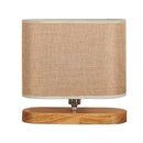 Lampe de chevet en bois et abat-jour en tissu ovale