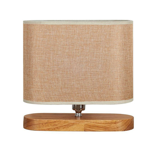 Lampe de chevet en bois et abat-jour en tissu ovale - vue 2 sur 5
