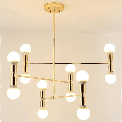 Lustre design en métal doré et lampes en boule - vue 6 sur 5