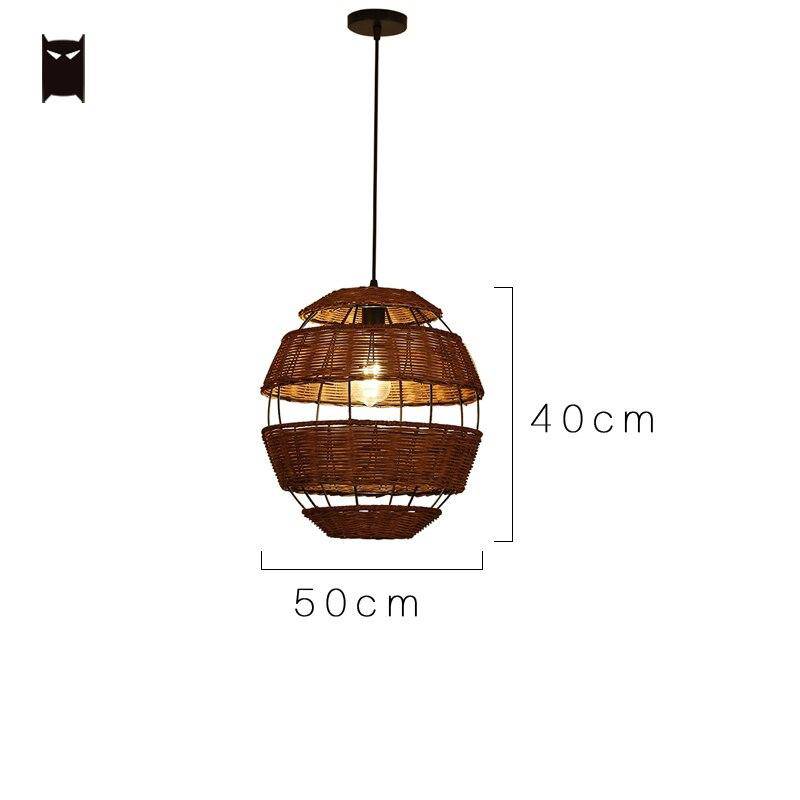 Suspension rustique LED en forme d'oeuf en rotin Rata - vue 3 sur 4