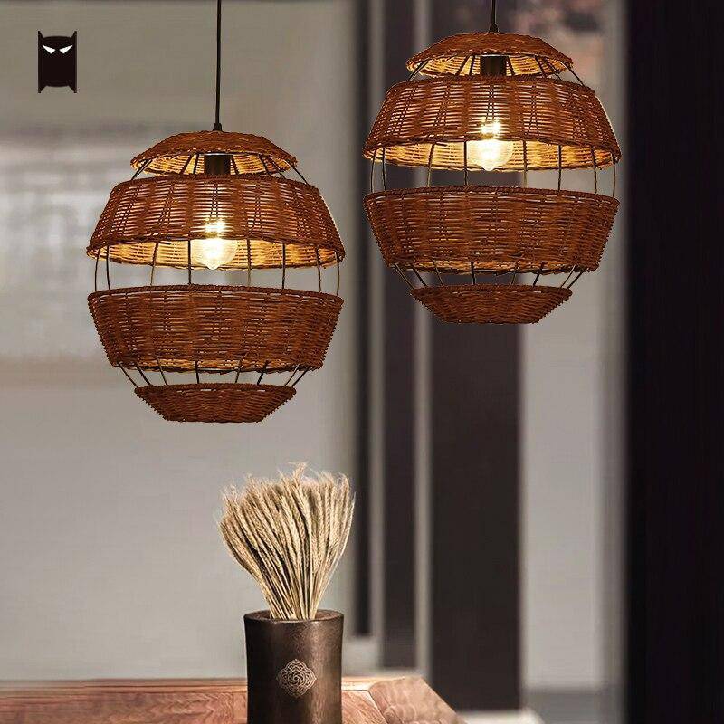 Suspension rustique LED en forme d'oeuf en rotin Rata - vue 2 sur 4