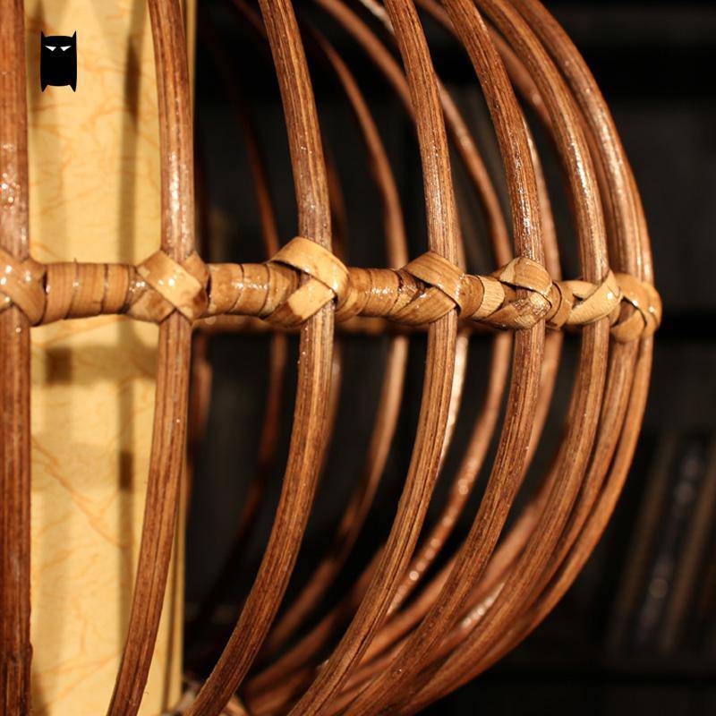 Suspension boule ovale en osier style japonais - vue 4 sur 7