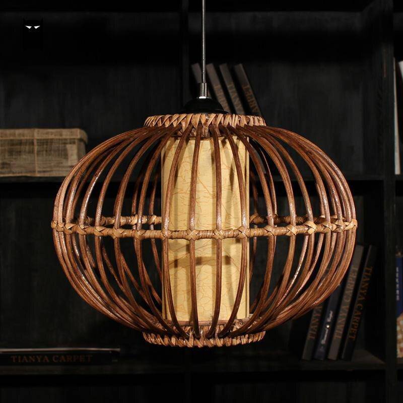 Suspension boule ovale en osier style japonais - vue 7 sur 7