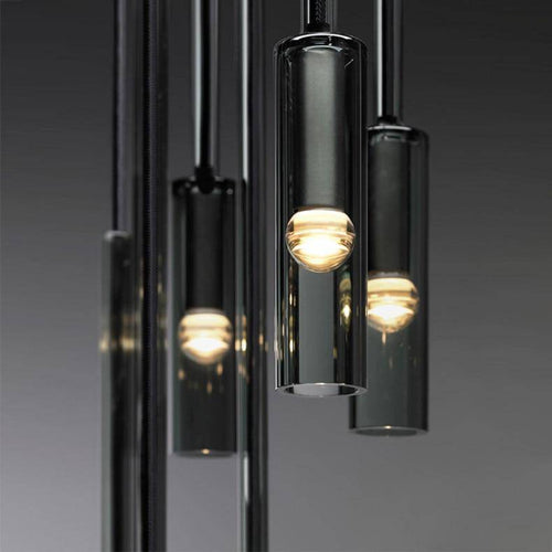 Applique design avec lampe cylindrique en verre fumé suspendue Loft - vue 3 sur 11