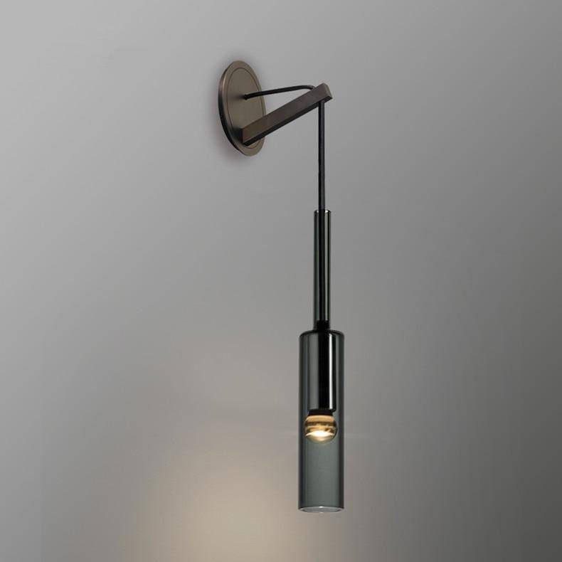 Applique design avec lampe cylindrique en verre fumé suspendue Loft - vue 7 sur 11