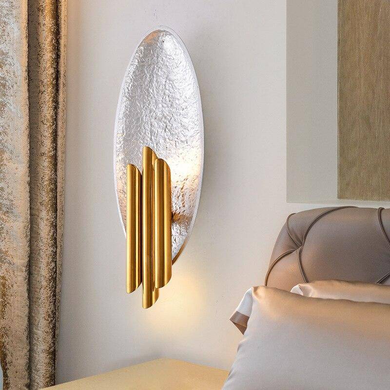 Applique design coquillage ovale et lampes cylindriques dorées Shell - vue 4 sur 5