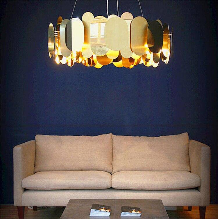 Lustre design chromé moderne à plaques rondes et plates Villa - vue 4 sur 7