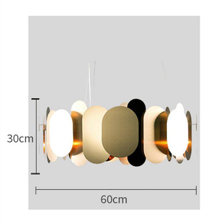 Lustre design chromé moderne à plaques rondes et plates Villa - vue 6 sur 7