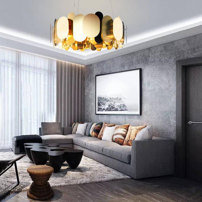 Lustre design chromé moderne à plaques rondes et plates Villa - vue 3 sur 7