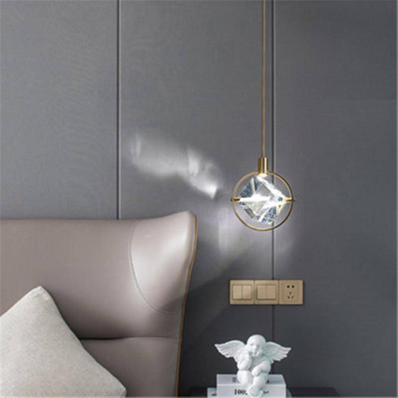 Suspension LED design avec rond doré et cristal de verre Luxury - vue 4 sur 6