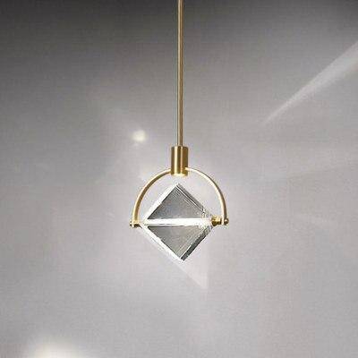 Suspension LED design avec rond doré et cristal de verre Luxury - vue 5 sur 6