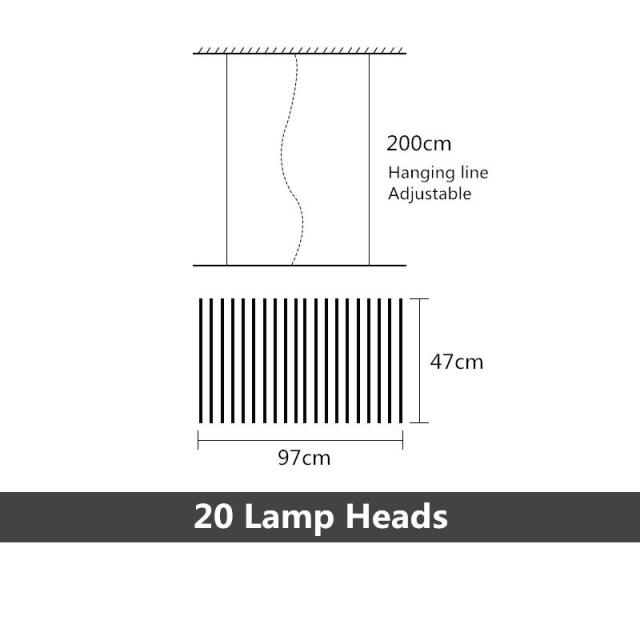 Lustre design LED réglable avec baguettes métalliques Lucian - vue 12 sur 14