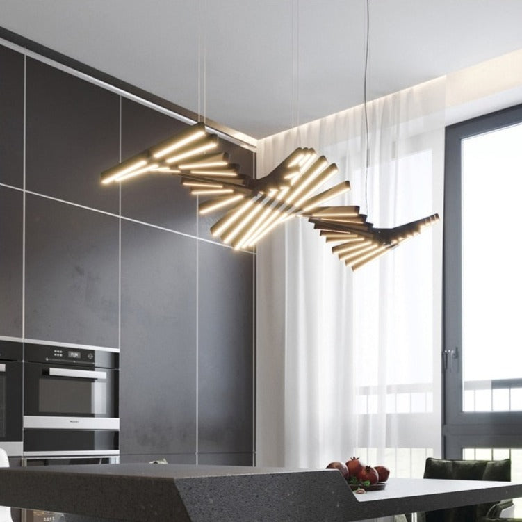 Lustre design LED réglable avec baguettes métalliques Lucian - vue 4 sur 14