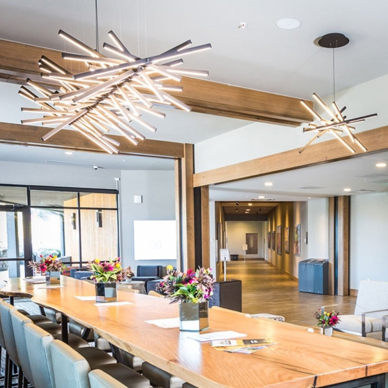 Lustre design LED réglable avec baguettes métalliques Lucian - vue 6 sur 14