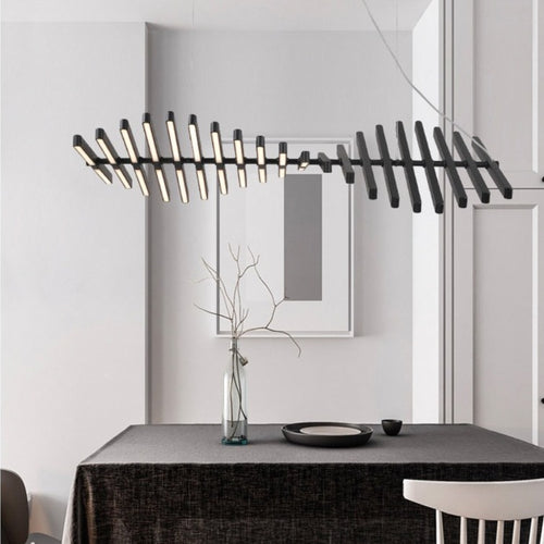Lustre design LED réglable avec baguettes métalliques Lucian - vue 6 sur 14