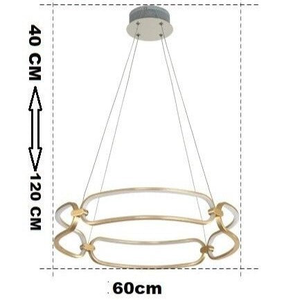 Lustre design à LED doré avec anneaux Pavia - vue 8 sur 10
