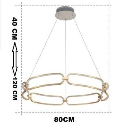 Lustre design à LED doré avec anneaux Pavia - vue 8 sur 10