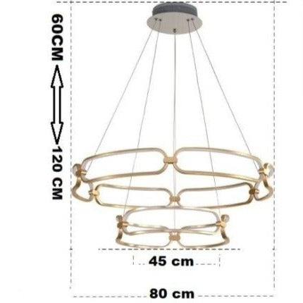 Lustre design à LED doré avec anneaux Pavia - vue 9 sur 10