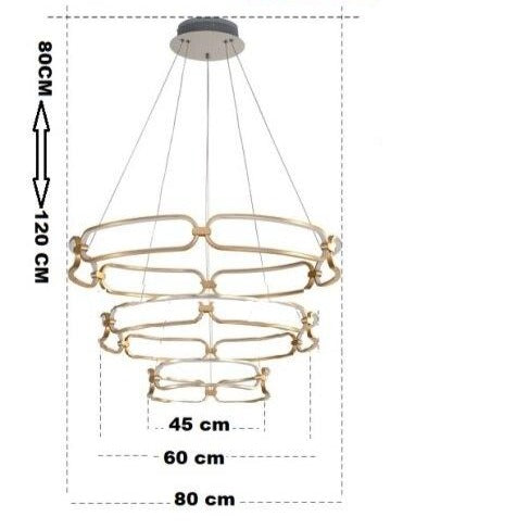Lustre design à LED doré avec anneaux Pavia - vue 10 sur 10