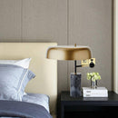 Lampe à poser design LED en marbre avec abat-jour arrondi doré