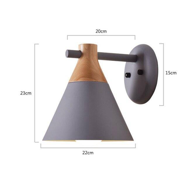 Applique murale moderne à LED en bois avec abat-jour coloré Macaron - vue 10 sur 12