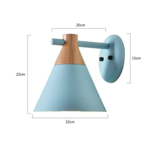 Applique murale moderne à LED en bois avec abat-jour coloré Macaron - vue 13 sur 12